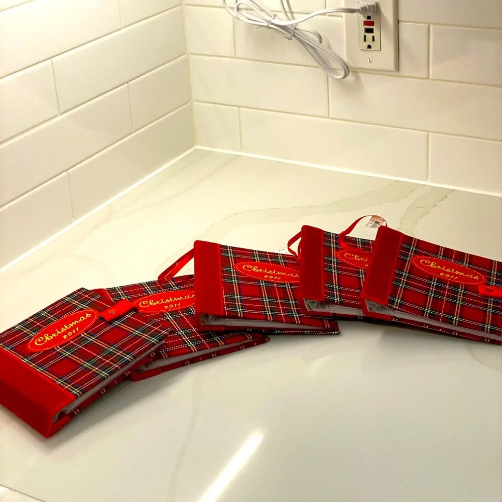 CHRISTMAS PLAID EMBROIDERED SET OF 5 MINI ALBUMS NEW